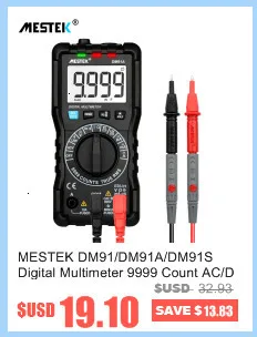 MESTEK Цифровой мультиметр 9999 Кол-во AC/DC Амперметр Вольтметр Ом измеритель напряжения HFE NVC тестер емкости DM91/DM91A/DM91S