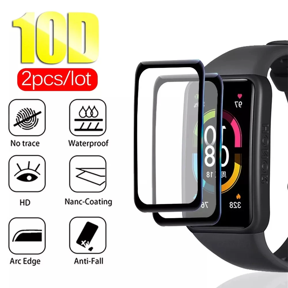 

2pcs 10D Curved Soft Tempered Glass For Huawei Band 6 Screen Protector Huawey Hauwei Band6 Smart Watch Wristband Protective Film