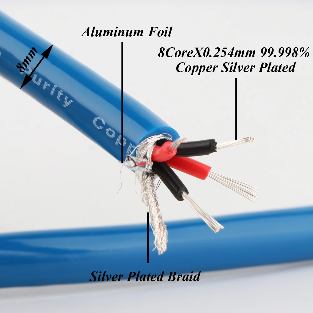 Высокочистый медный с посеребренным RCA межсоединительным кабелем