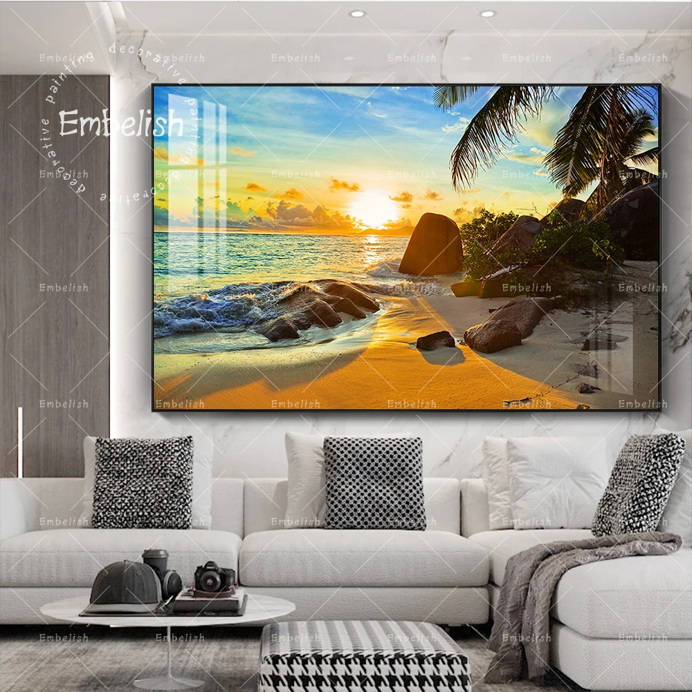 

Modern Home Decor Wall Art Posters For Living Room Sunset Beach Landscape Pictures HD Print Canvas Large Paintings