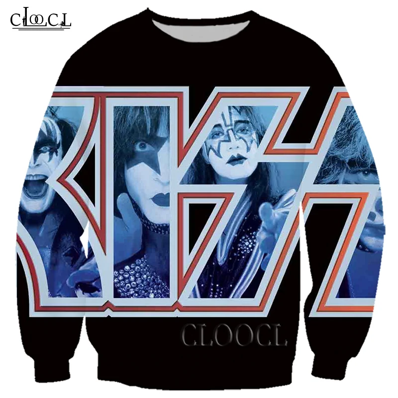 

HX Rock Metal Kiss Band Fashion 3D Print Men Women Casual Hip Hop Autumn Street Sweatshirt Couple Harajuku Tops Drop Shipping