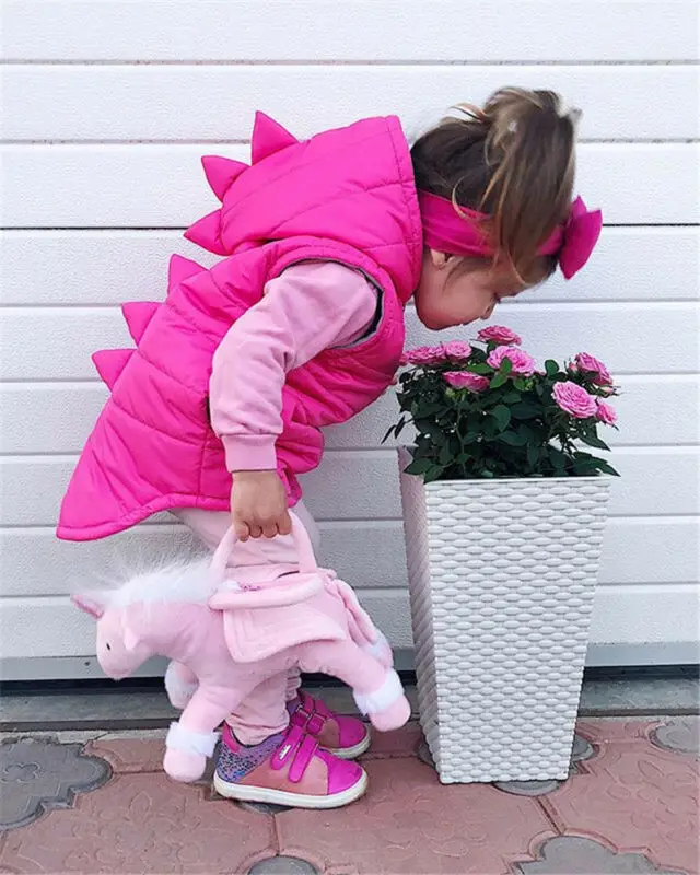 

Winter Winter Clothes UK Infant Kids Baby Girls Clothes Pink Hoodies Dinosaur Zip Hooded Jacket Coat Tops