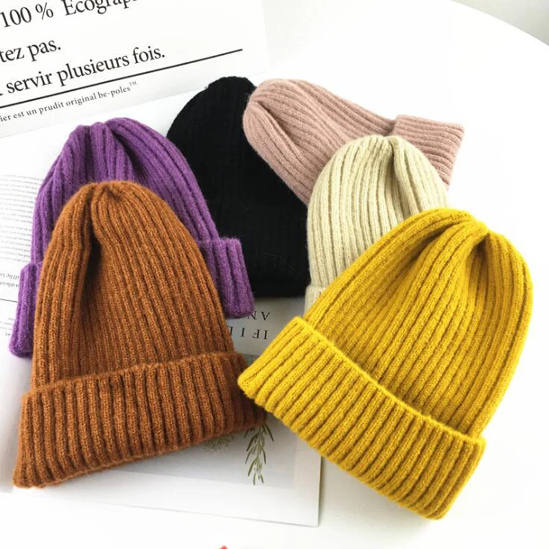 

Winter Fashion Skullies Women Vintage Knitted Hat Autumn Bonnet Hip hop Beanies Harajuku Unisex Cap Men PJ092