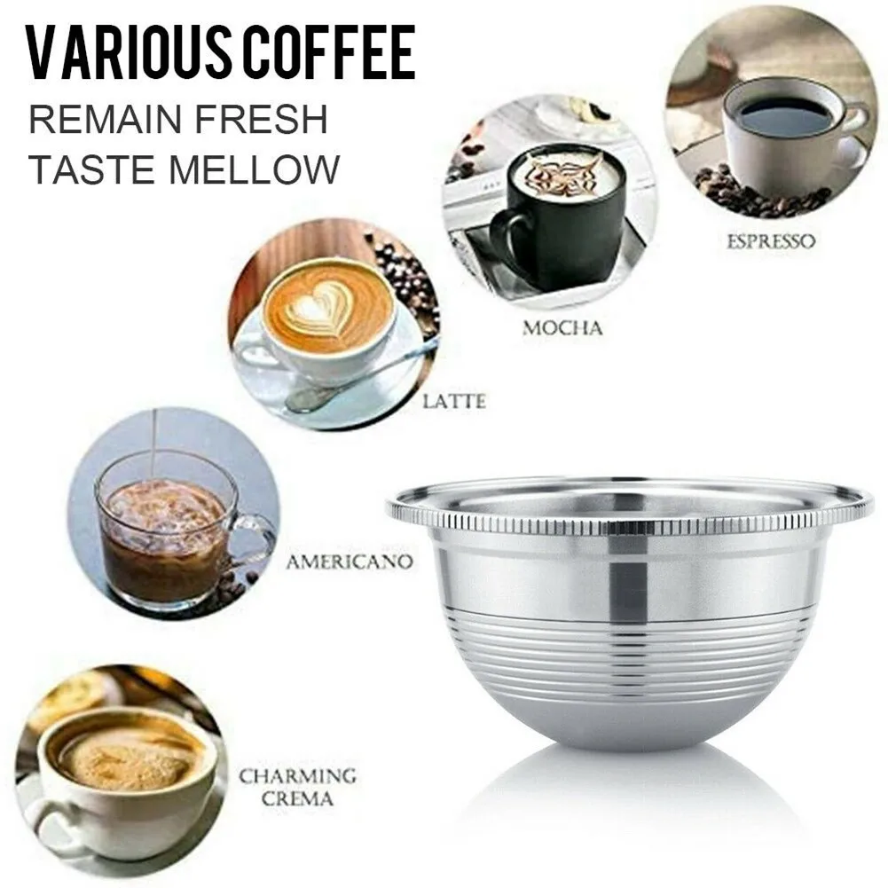 

Stainless Steel Coffee Capsule For Nespresso Vertuo Reutilisable Inox Refillable Crema Espress Reusable Filter Pods Kitchen Tool