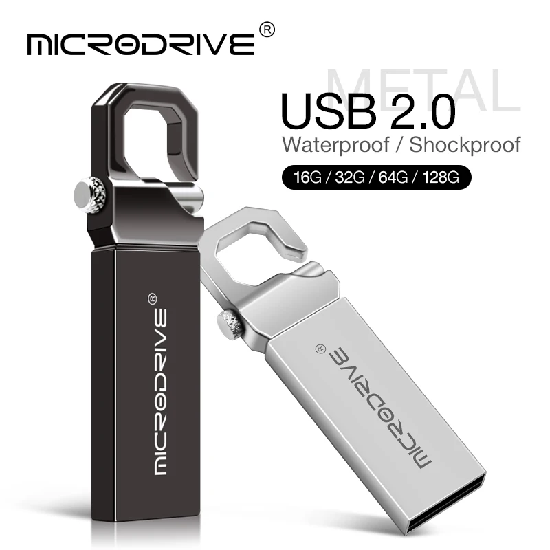 

New key usb flash drive 128GB 64GB 32GB 16GB 8GB pen drive pendrive waterproof metal silver u disk memoria cel usb stick gift
