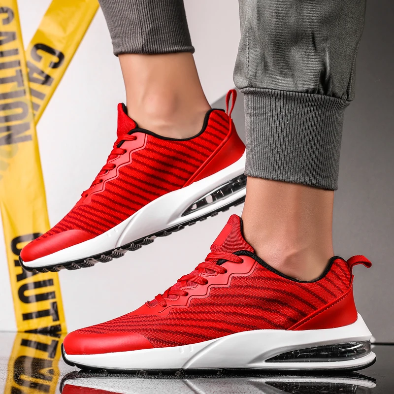 

Кроссовки мужские сетчатые дышащие, повседневная спортивная обувь, дышащие легкие, с красной воздушной подушкой, уличная одежда, лето