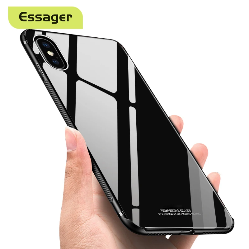 Стеклянный чехол Essager для iPhone X 8 7 Plus задняя крышка из закаленного стекла 8Plus