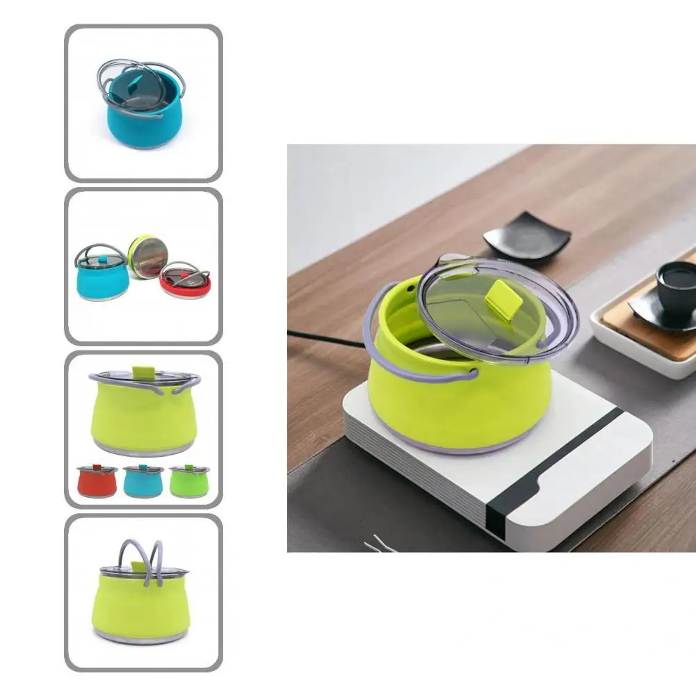 

Folding Silicone Kettle Useful Thicker Materials Flexible for Cooking Folding Camping Pot Collapsible Silicone Kettle