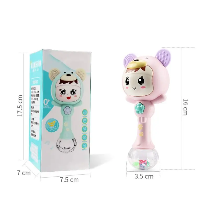 

2020 New Baby Shaker Teether Sand Hammer Cartoon Baby Toys Teething Illuminant Musical Instrument Cute Rattles