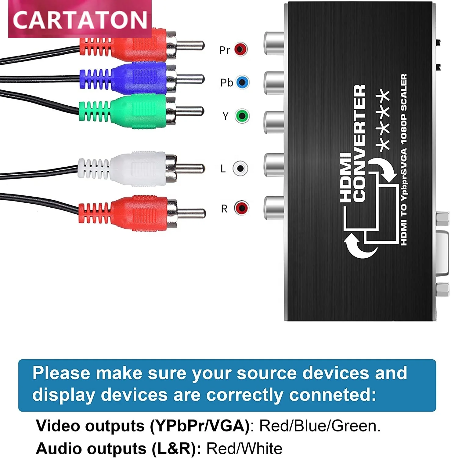 Преобразователь компонентов hdmi-1080 p YPbPr RGB 5RCA преобразователь видеосигнала VGA