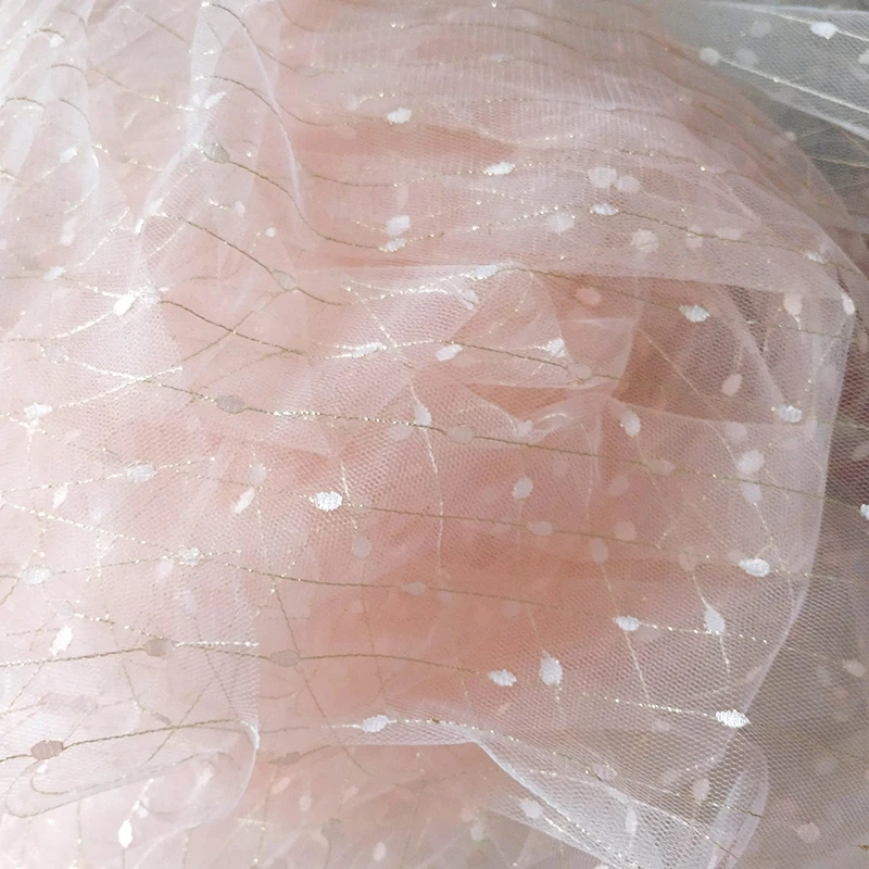 GLace 1Y/лот розовый в белый горошек сетчатый полосатый узор ткань прозрачное
