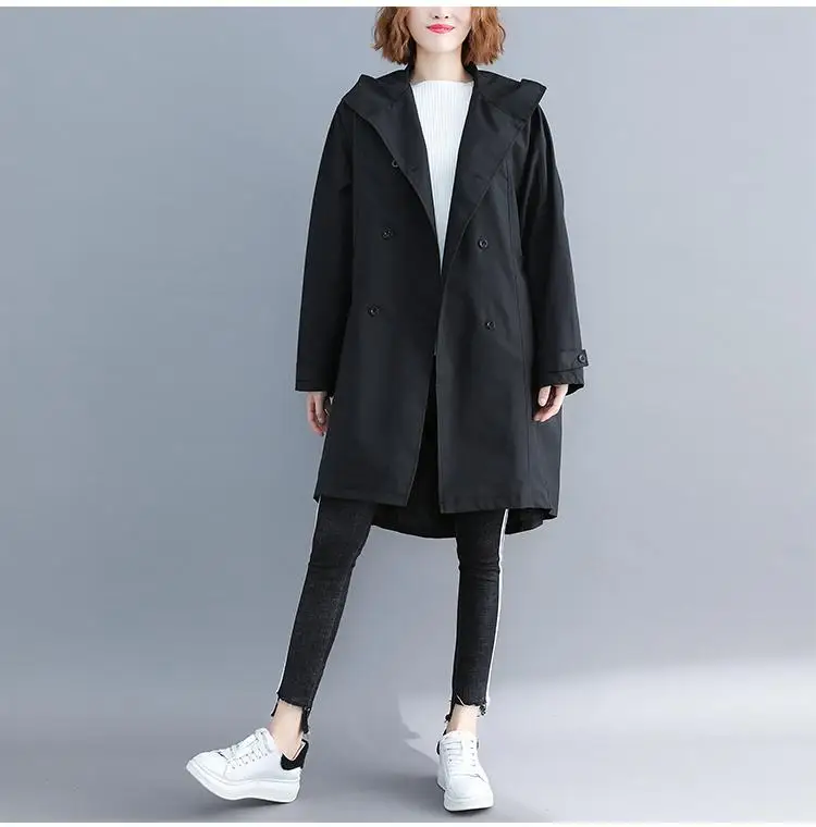 Большие размеры длинный плащ с капюшоном 5XL 6XL модное пальто с буквенным принтом ветровка повседневное пальто оверсайз для женщин одежда