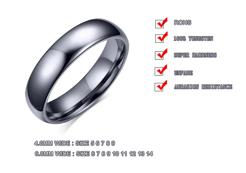 Кольца из карбида вольфрама для женщин и мужчин ширина 6 мм | Украшения аксессуары