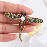 ladies insect brooch pearl alloy dragonfly brooch pin jewelry wedding party gift