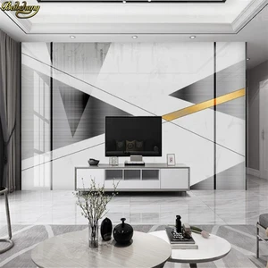 3d фотообои beibehang на заказ, Настенные обои с золотыми линиями, геометрические мраморные обои для спальни