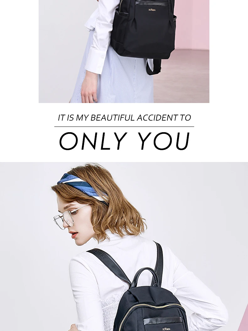 Zoger backpack ladies Oxford cloth backpack casual Korean version of the simple travel canvas small fresh college wind bag tide