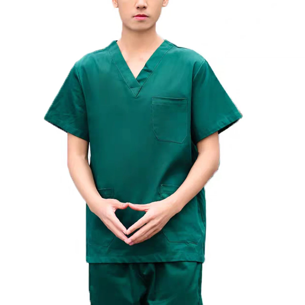 Рабочая Униформа унисекс мягкий дышащий комплект одежды с коротким рукавом V