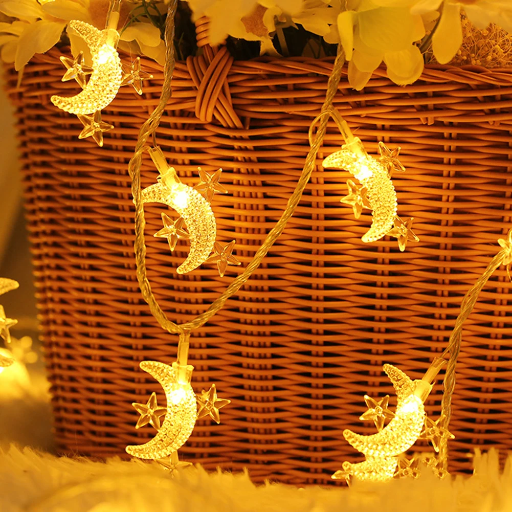 

1.5m 10 LED Eid Mubarak Decoration Moon Star Fairy String Lights for Islamic Muslim Ramadan Event Party Supplies