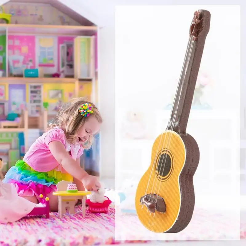 Масштаб 1/12 миниатюрная гитара для кукольного домика миниатюрный инструмент