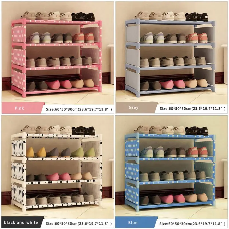 

Shoes Rack Organizer Shelf 4-Tier Shoe Tower Shelf Storage Cabinet Nonwoven Shelf