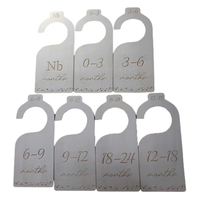 

7 Pcs Baby Closet Size Divider Wooden Baby Closet Organizers from Newborn Infant to 24 Months for Home Nursery