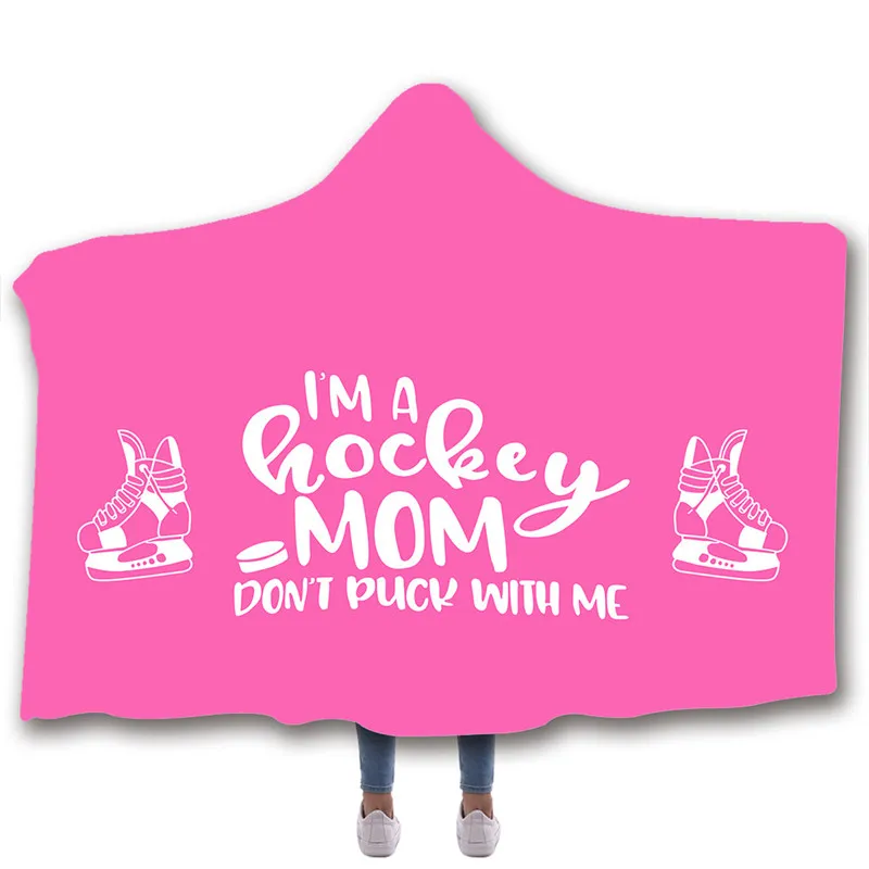 Красное одеяло с капюшоном для хоккея 3D Толстое Зимнее супермягкое цифровым