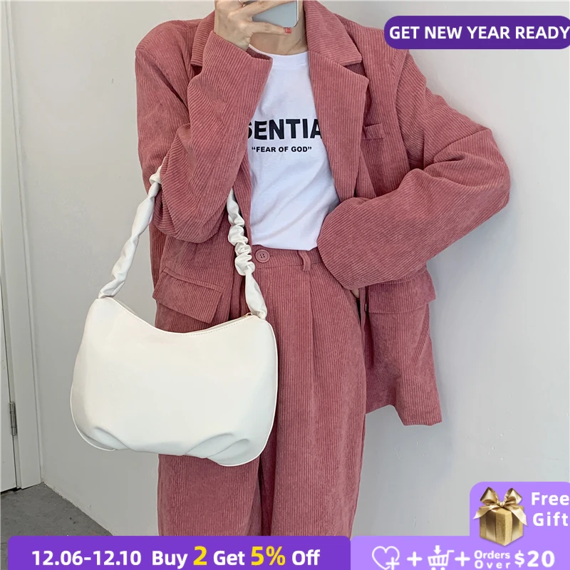 

Модная дизайнерская женская плиссированная сумка на плечо из мягкой искусственной кожи, женские сумки на подмышек, однотонные вместительн...