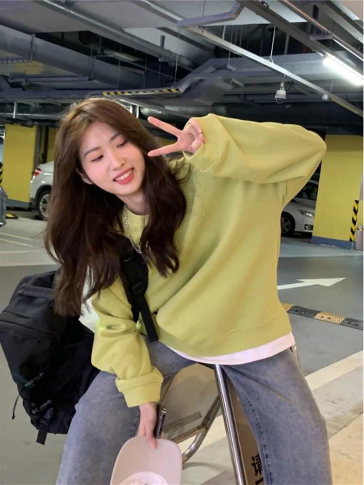 Женский свободный свитер из двух предметов осенне-весенний Тонкий Топ с длинным