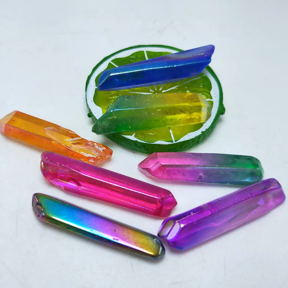 

7 шт., кварцевые палочки с титановым покрытием, 7 чакр