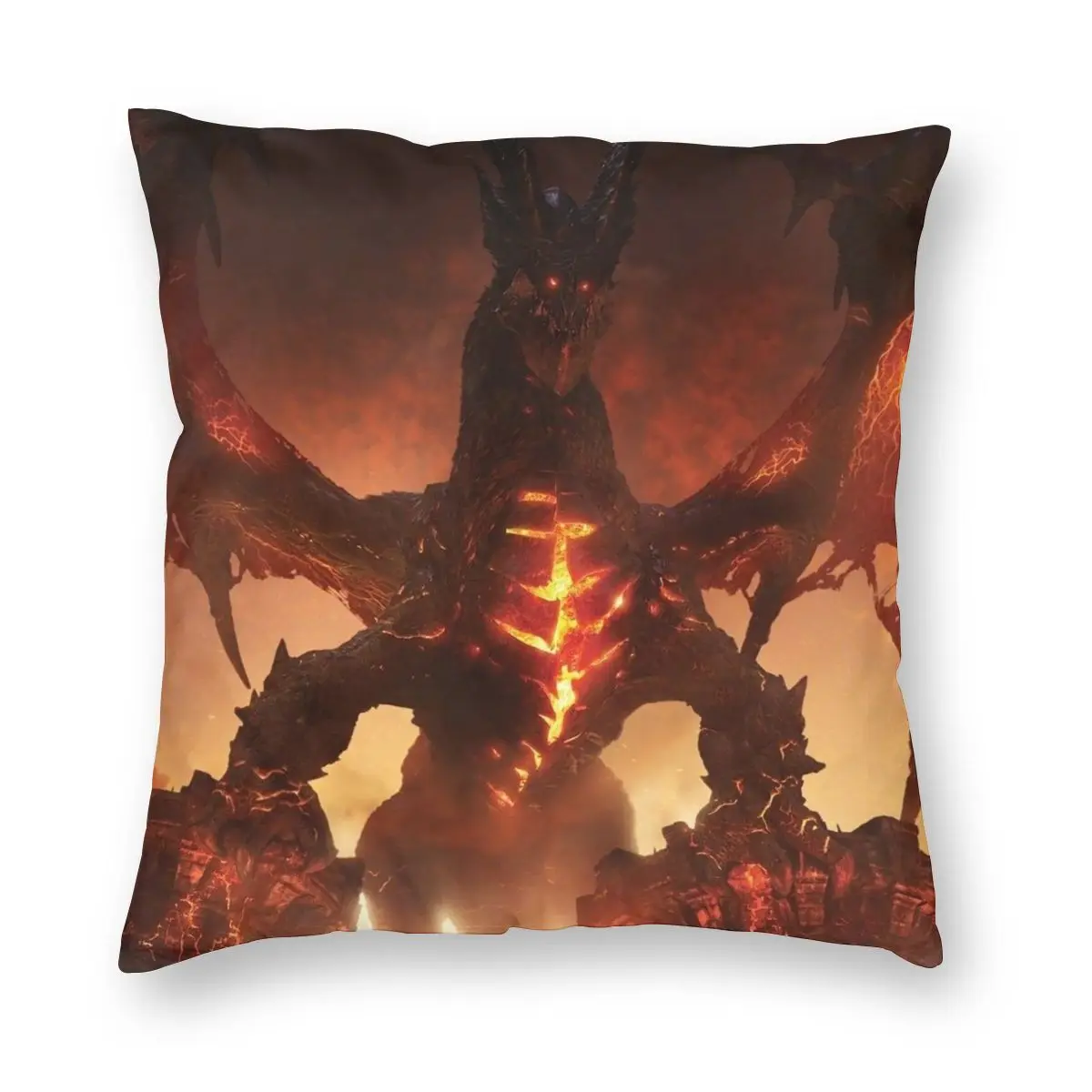 Мягкая тканевая наволочка для подушки Fire с драконом Подарочная домашняя