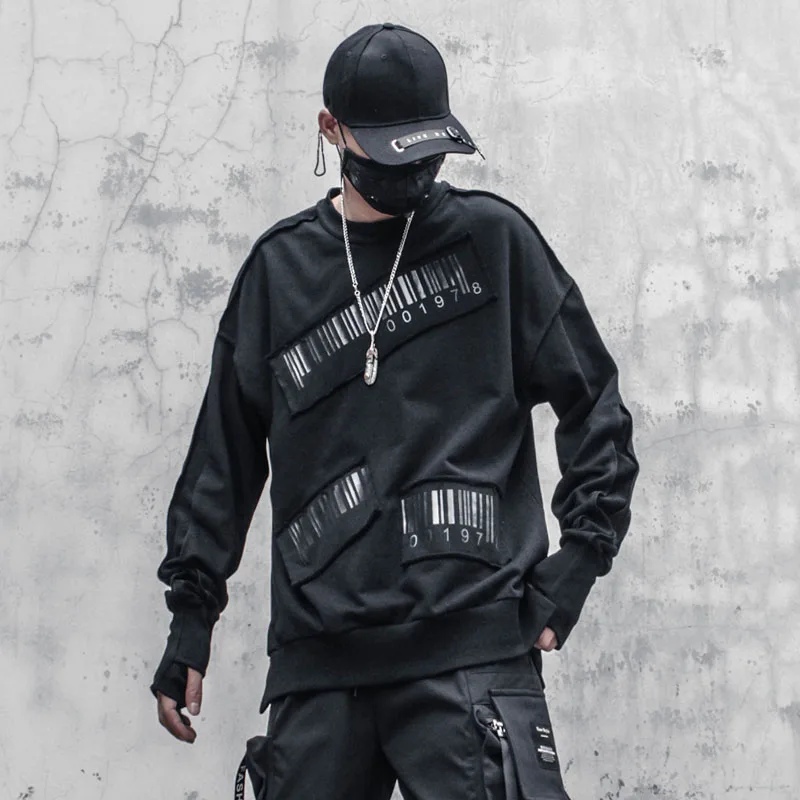 Мужская одежда в стиле унисекс Michalkova Тактический свитшот, хип-хоп, уличная одежда в стиле Харадзюку, лоскутный пуловер с принтом и круглым вырезом, топы WB447