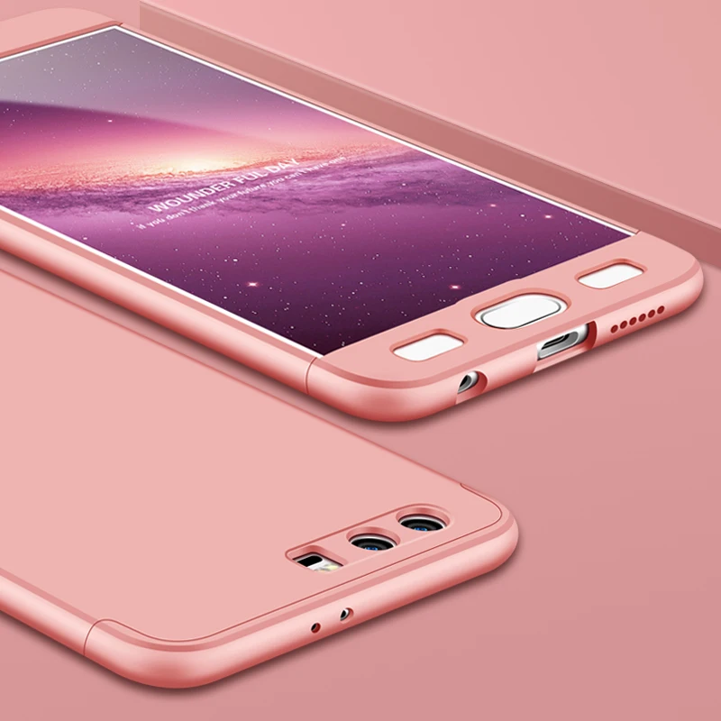Rose Gold UPaitou 360 градусов полный Чехол красный чехол для huawei Honor 9 STF-L09 чехол Роскошный 3 в 1 Жесткие ПК-чехлы Чехол для Honor 9 чехол - Цвет: Rose Gold