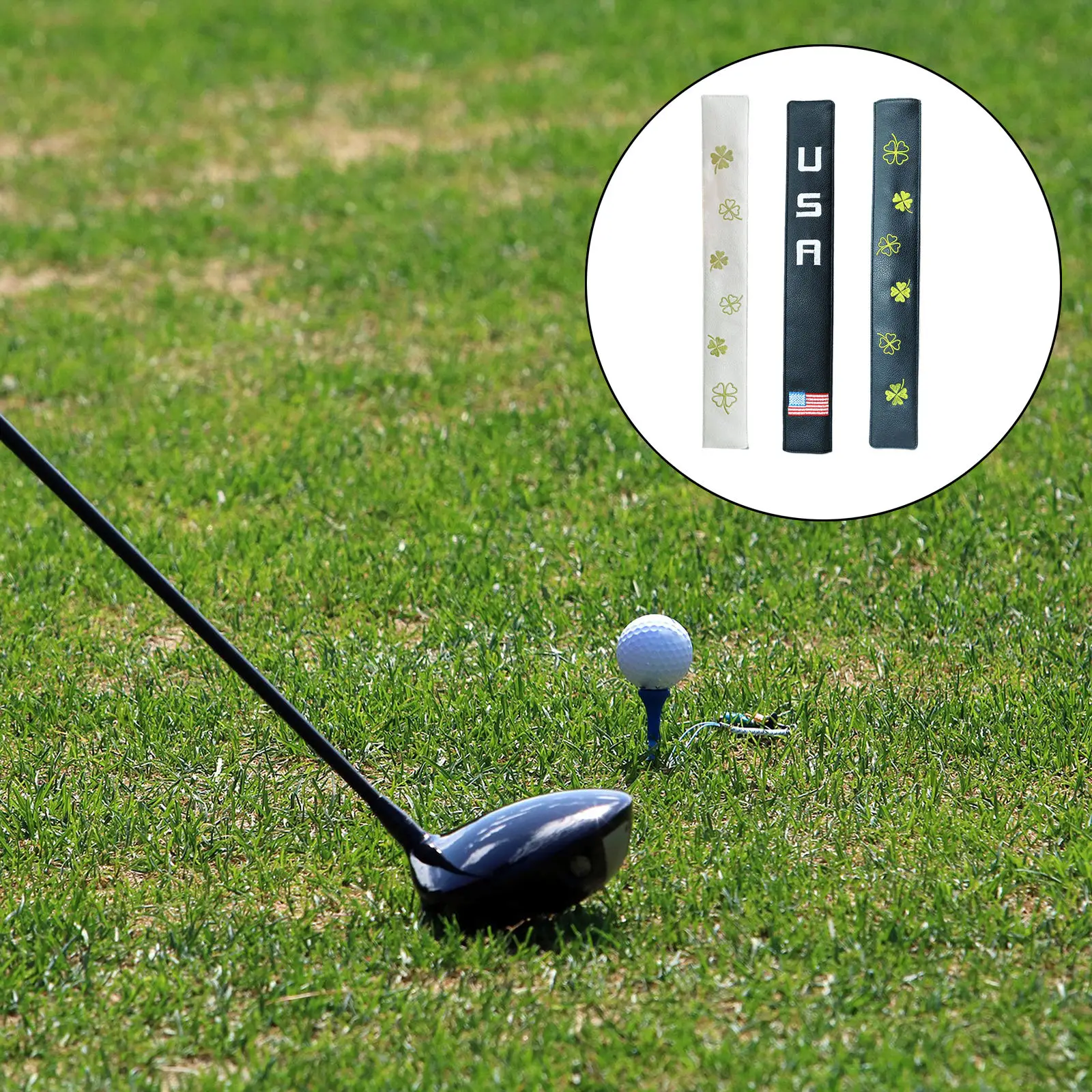 

PU Leather Golf Alignment Stick Cover Four Sticks Covers Case Holder Golfer Accessories