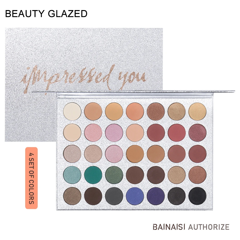 Beauty Glazed 35 цветов Тени для век Палитра Блестящий макияж матовые тени долговечная