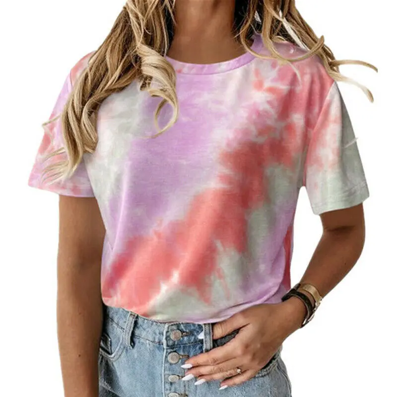 

Womens Summer Short Sleeves T Shirt Tops Casual Crew Neck Blouse Loose Pullover