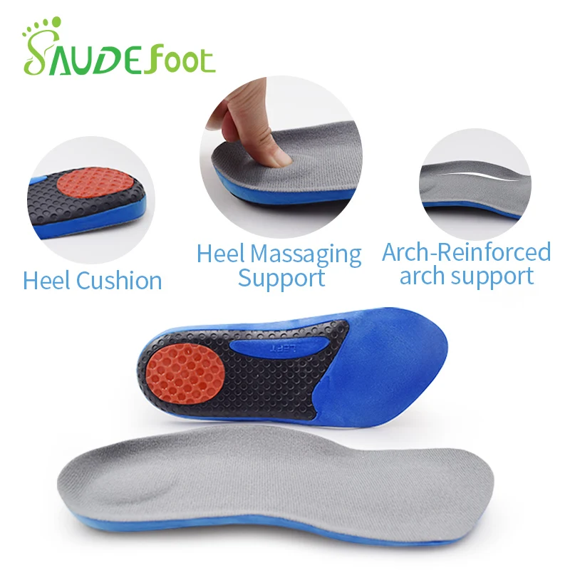Saudefoot 3/4 length PU insole Flat Foot Orthotic insoles Arch Support Massaging Shoe Pad Cushion Insoles Foot Care Unisex