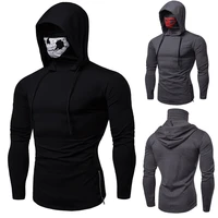 2021 winter thin mens casual hoodies sweatshirts men skull print turtleneck pullover male long sleeved sportswear