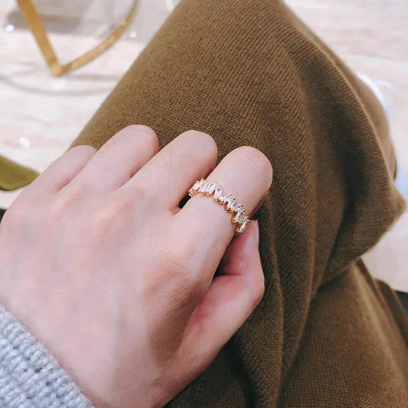 

Fashion Color Opening Zircon Ring Broken Ice Flower Ring Elegant Girl Cocktail Party Jewelry Valentine's Anniversary Gift