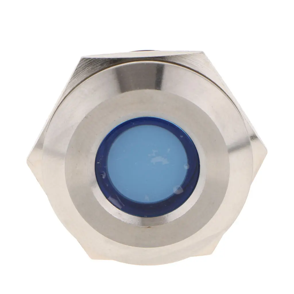 

Mounting Hole 25mm 12V Waterproof Metal Indicator Light Blue LED Signal Lamp High-lighted ~ Concave Head