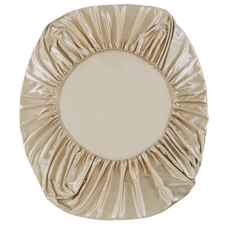 Атласная шелковая простыня роскошный однотонный наматрасник с эластичной