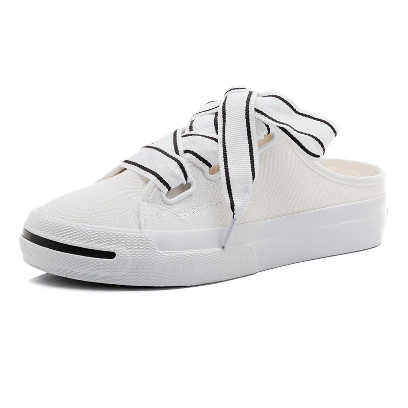 Женские парусиновые туфли без каблука белые на полунескользящей подошве Новинка