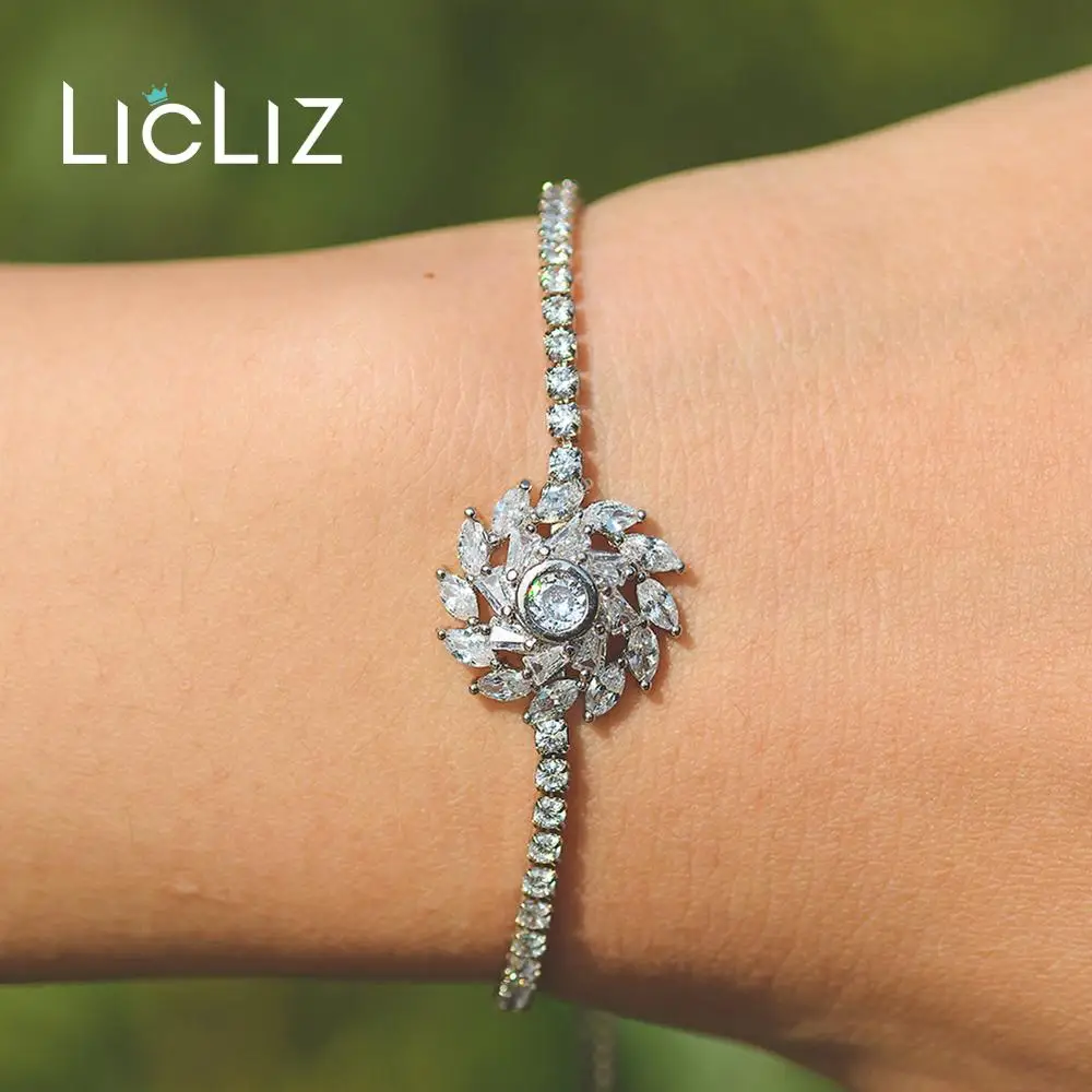 Модный Роскошный большой Вихревой цветок LicLiz регулируемые браслеты для женщин