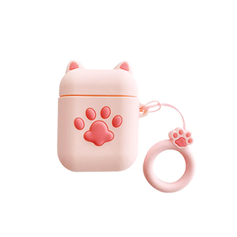 Bluetooth Earphone Case for Airpods Cute Accessories Protective Cover Anti-lost Strap airpods 2 Silicone 3D design Cat paw | Электроника