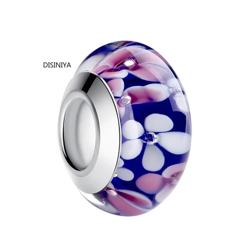 DISINIYA оптовая продажа серебряные светящиеся европейские коричневые бусины из