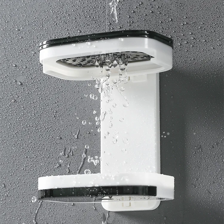 Настенный двухслойный держатель для мыльницы без перфорации ящик слива губки