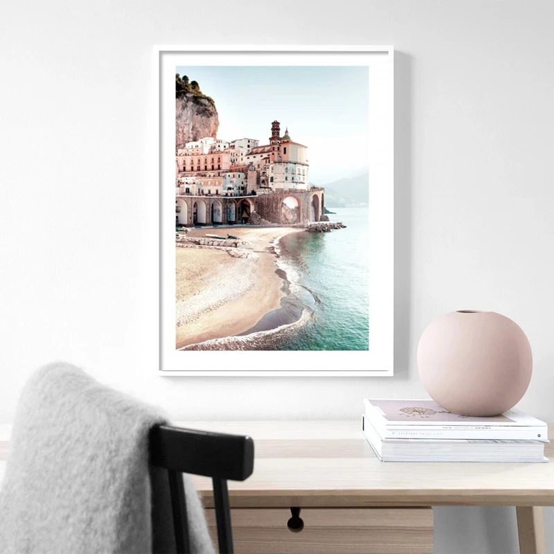 Постер с изображением итальянского берега Амальфи и моря художественный постер