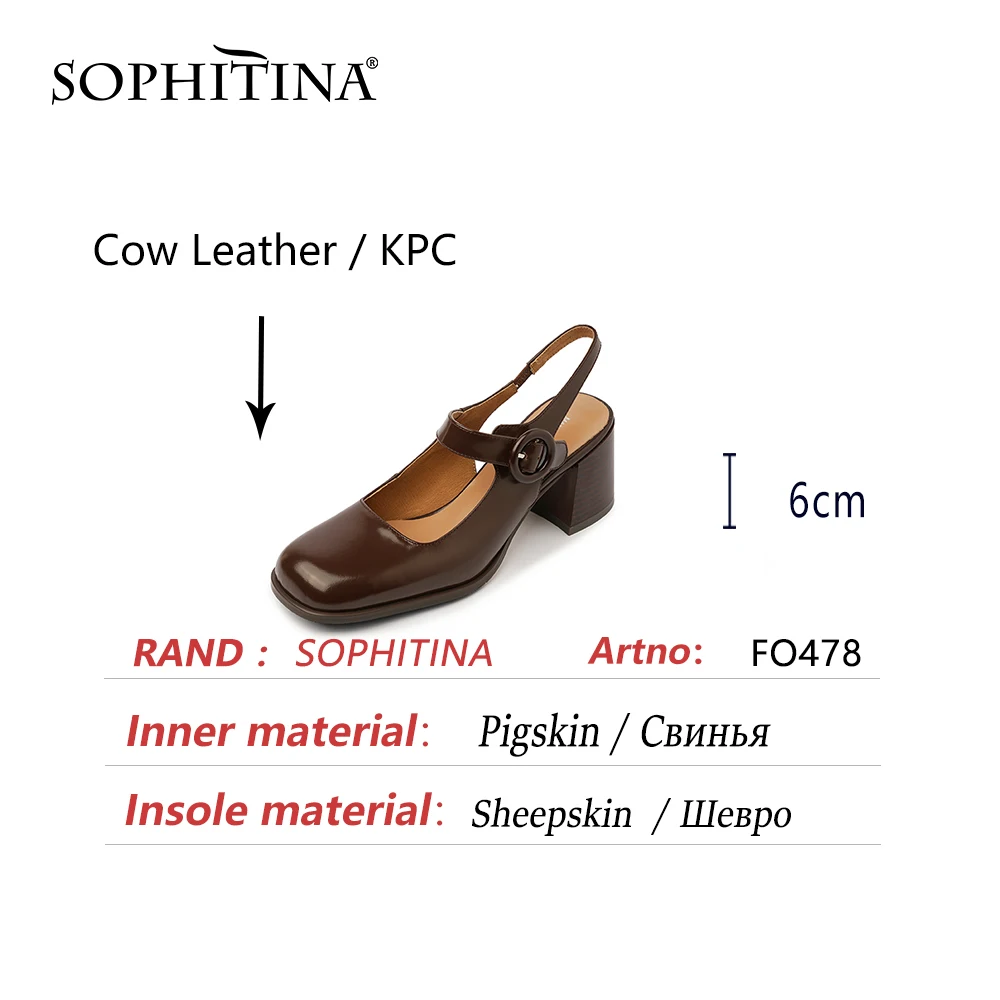 

SOPHITINA Women Shoes Sandals Summer Genuine Leather Square Heel High Round Toe Dressing Modern New Stylish Slingback 2021 FO478