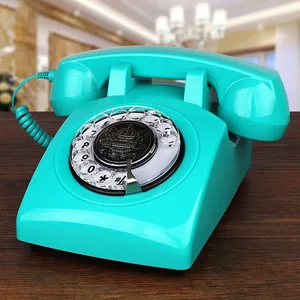 classic rotary dial telephone retro landline home phones blue antique telephone for home office hotel decor novetly electronics free global shipping
