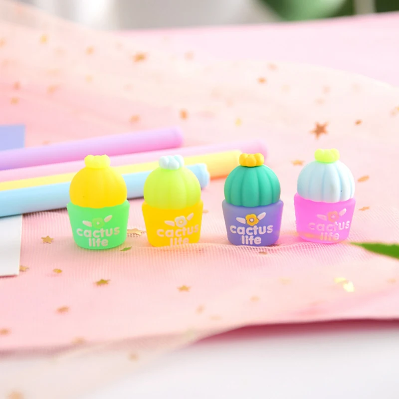 4pcs/lot 0.5mm black ink cute lovely cactus potting gel pen writing signing for school supplies stationery escolar |