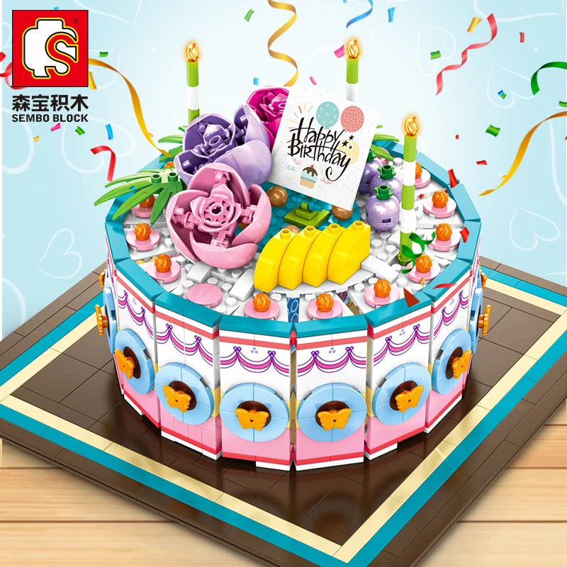 Блоки sembo креативные модели тортов на свадьбу и день рождения строительные